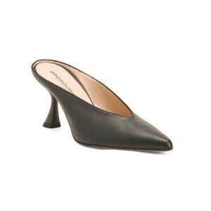 OROSCURO Black Made In Italy Leather Heeled Mules